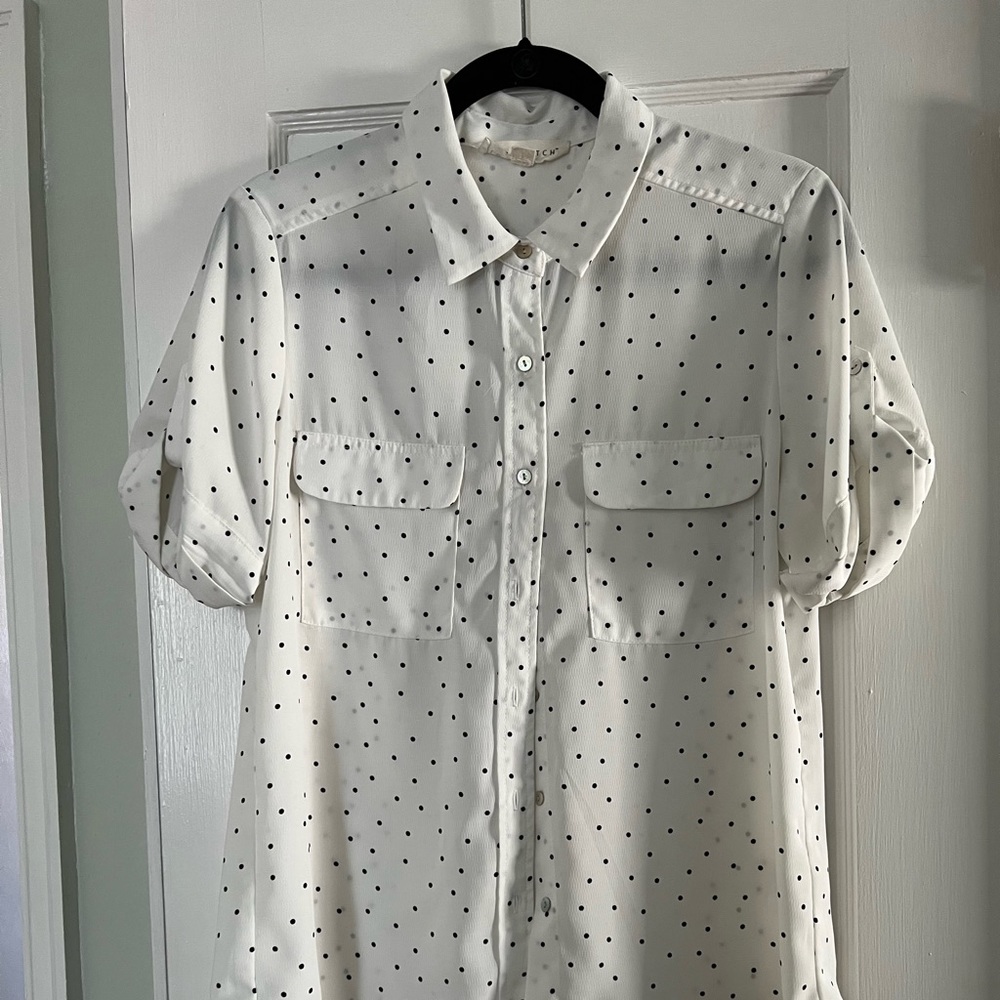 Vici Polka Dot Button Down Blouse